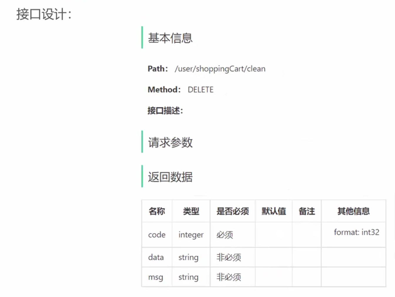 清空购物车接口设计